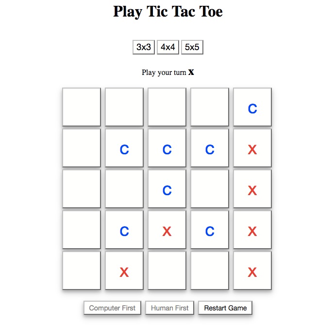 test my tic tac toe algorithm